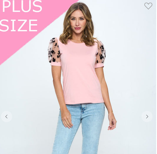 Pink Flower Sleeve Shirt